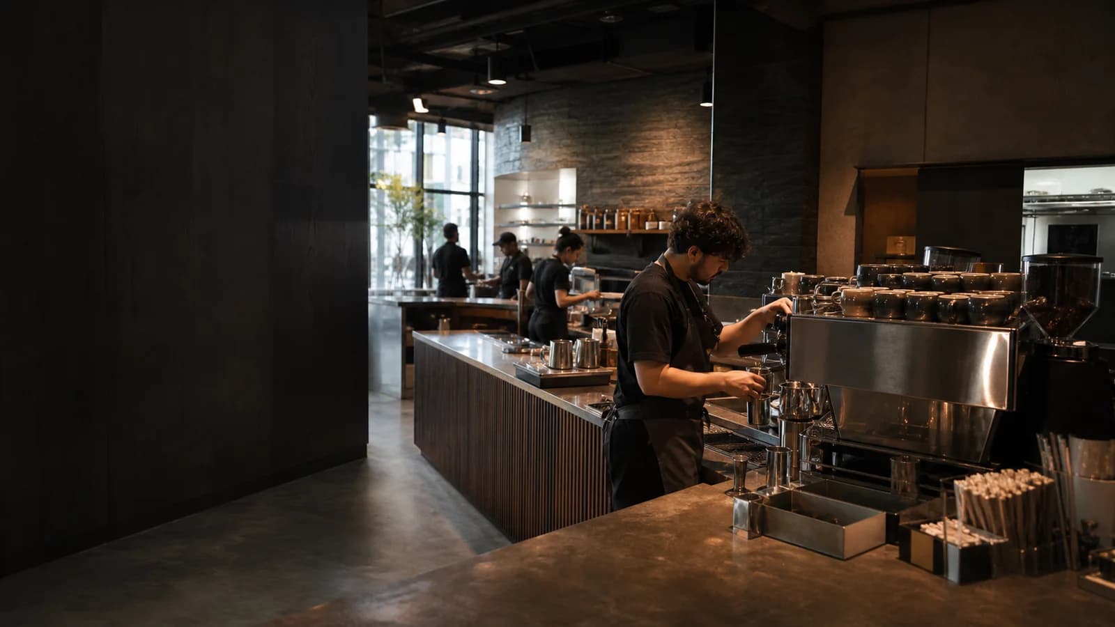 Hospitality work behind the counter