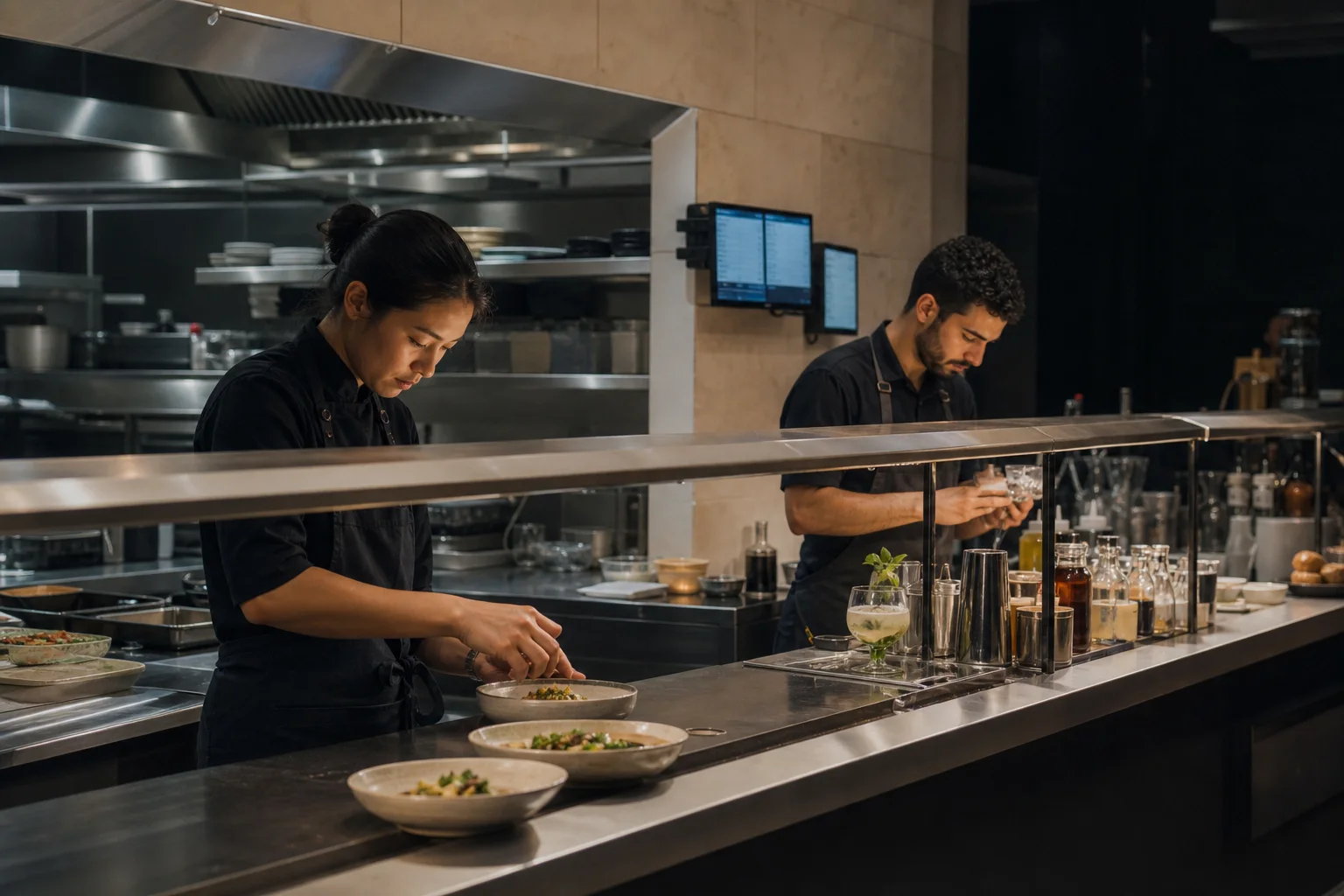 Preparation and service at the counter